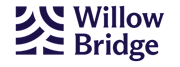 a logo with the words willow bridge on a green background