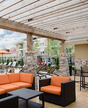 Poolside Lounge Area at Residences at Prairiefire Apartment Homes, Kansas