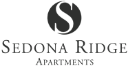 A black and white image of a logo for Sedona Ridge Apartments.