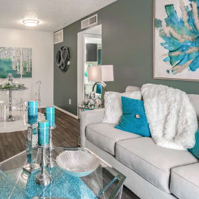 Model Living Room and Dining at Cypress Creek Crossing Apartment Homes in Houston, Texas, TX