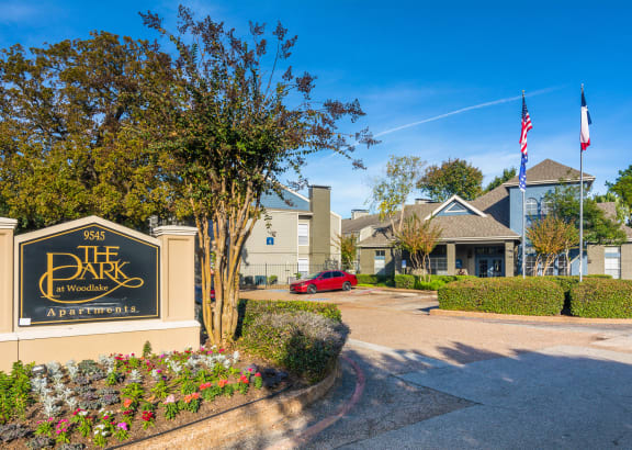 Property Entrance Sign at Park at Woodlake Apartments in Houston, Texas