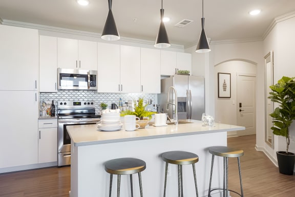 Talus Flats Apartments Model Kitchen and Living Room