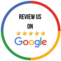the logo for review us on google with four stars in a circle