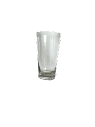 A clear glass cup on a black background.