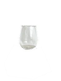 A clear short glass with a black background