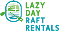 A logo with the words "Lazy Day Raft Rentals" and an image of a raft.