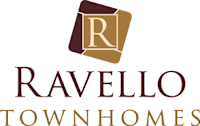 Ravello townhomes logo with a brown and gold color scheme.