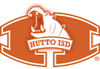 A logo with a ram head and the text "HUTTO ISD" on it.