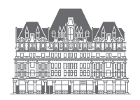 the facade of the city hall in a gothic style royalty free illustration