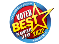 voted best in central texas 2020 logo on a black background