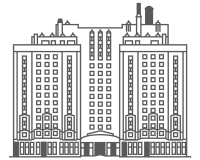 silhouettes of the city at night on a black background illustration