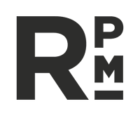 A black and white image with the letters R, P, M in a bold font.