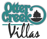 A logo for Outer Creek Villas featuring a tree and a stylized creek.