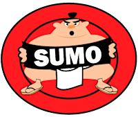 A cartoon character is holding a sign that says "SUMO".