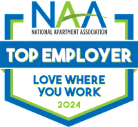 A logo for the National Apartment Association showcasing their top employer status for 2024.