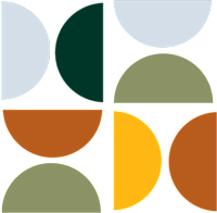 A collection of six different shapes in various shades of grey, green, brown, and yellow.