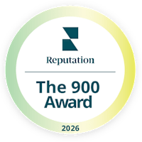 A circular logo with the text "Reputation" at the top and "The 900 Award 2026" at the bottom.