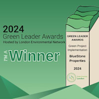 winners of the green leader awards 2020 with a graphic of a building with a green