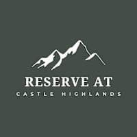A logo with the text "Reserve at Castle Highlands" and a mountain graphic.
