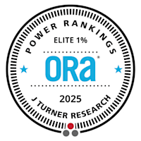 A circular logo with the text "POWER RANKINGS" and "ORA" prominently displayed in the center.