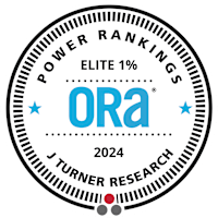 A badge indicating a 2024 power ranking from J Turner Research.