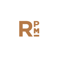 a logo that reads rpm on a black background