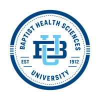 The logo of a Baptist Health Sciences University established in 1912.