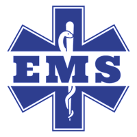 The image is of an EMS symbol with a medical figure in the center.