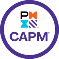 The image features a logo with the letters "PM" and "CAPM" in a circular design.