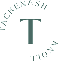 A logo with a large T in the middle and the words TACKENASH in the background.