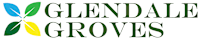 The image shows a logo with the words "GLENDALE GROVES" and a graphic of a leaf.