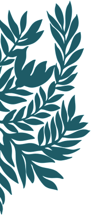 A pattern of blue leaves on a black background.