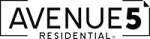 a logo with the words avenues 5 residential on a green background