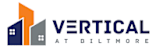 A logo with the words "Vertical at Biltmore" and a graphic of two buildings.