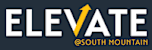 The image features the word "ELEVATE" in large white letters with a yellow upward arrow, and the handle "@SOUTH MOUNTAIN" in smaller text below.