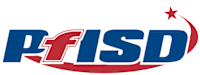 The image is a logo with the letters PTISD, colored in blue and red, with a red star above the letter D and a red swoosh below the letters.