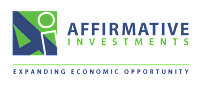 The image is a logo for Affirmative Investments, which aims to expand economic opportunities.