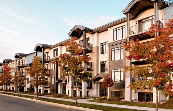 a rendering of a row of houses on a street