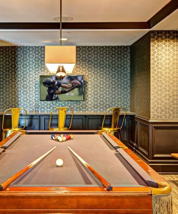 Met Tower Apartments Pool Table and Television