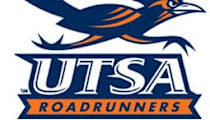A blue and orange bird is the logo for the UTSA Roadrunners.