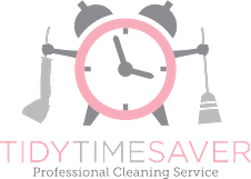 A logo for a professional cleaning service called Tidy Timesaver.