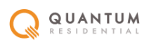 a green background with the words quarantine residential on the left and an orange peace sign on the