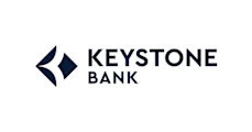 The image shows a logo of Keystone Bank with a dark blue color on a white background.