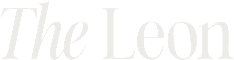 The image displays the words "The Leon" in white text on a black background.