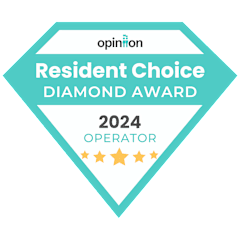 A badge indicating the Resident Choice Diamond Award for 2024 Operator.
