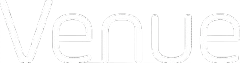 The image shows the word "Venue" in large white letters on a black background.