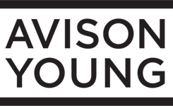 A black and white image with the words "AVISON YOUNG" in bold letters.