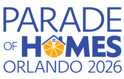 A logo for the Parade of Homes in Orlando 2026 featuring a basketball.