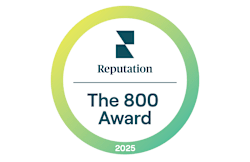 A graphic with a green circle and the words "Reputation", "The 800 Award", and "2025" written inside it.
