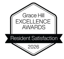 A black and white image of a badge for the Grace Hill Excellence Awards.